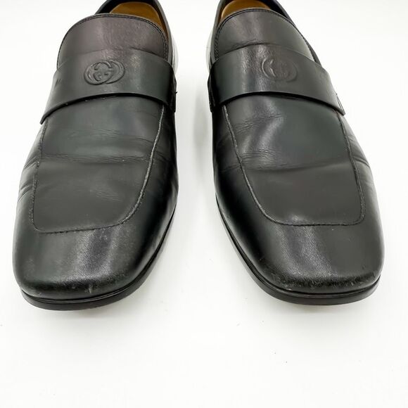 Gucci GG Monogram Black Leather Men’s Dress Loafers - Picture 3 of 10